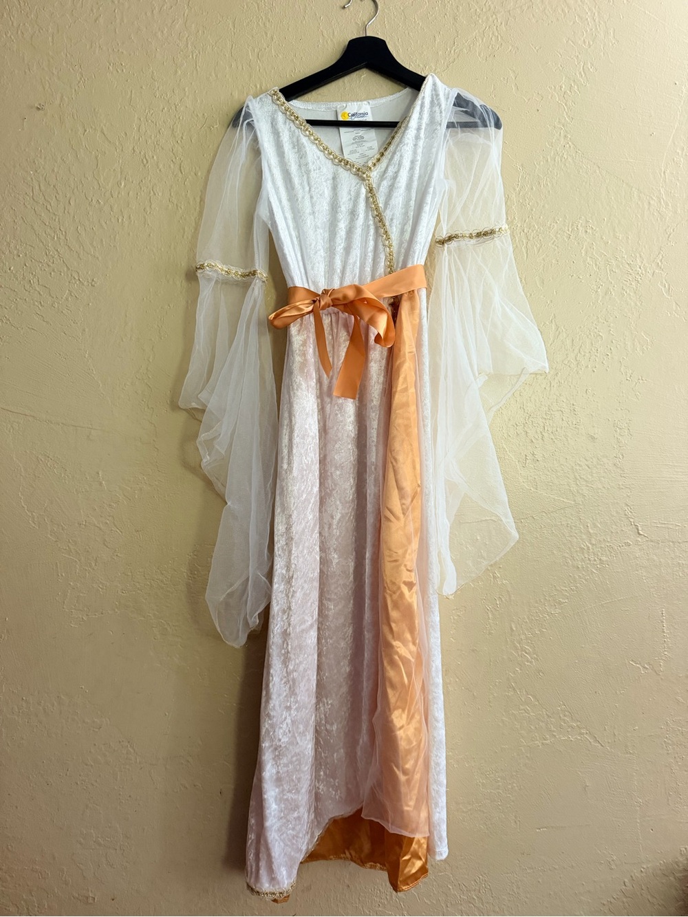 California Costumes White and Peach Princess Gown with Gold Trim